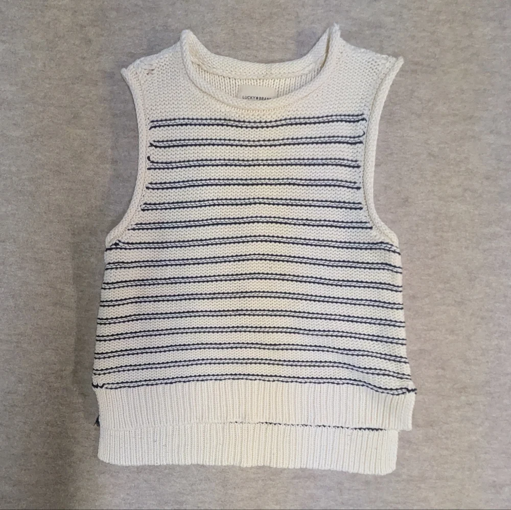 Lucky Brand Black And Cream Knit Tank Top Sweater Vest Size XS